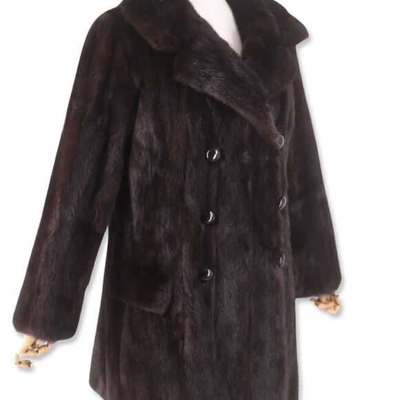Mink fur coat by Pierre Cardin designer vintage 1970s Sz M rare - Picture 8 of 9